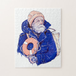 Sailor Holding Lifebuoy Wearing Orange Knit Cap Puzzle