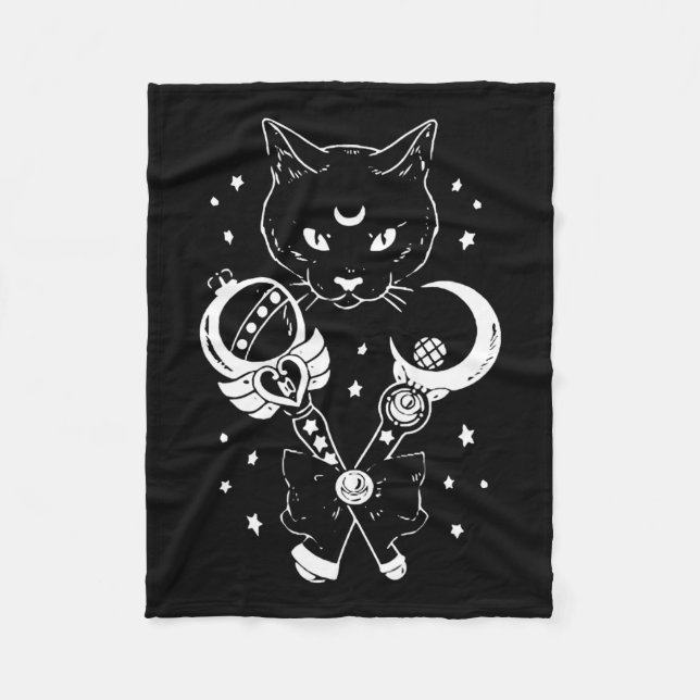 Sailor Meow Niedlich Moon Cat Space Magic Gothic H Fleecedecke (Vorderseite)