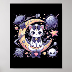 Sailor Meow Niedlich Moon Cat Space Magic Gothic H Poster