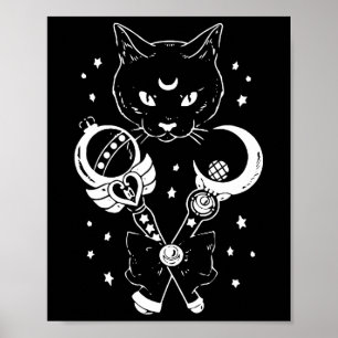 Sailor Meow Niedlich Moon Cat Space Magic Gothic H Poster
