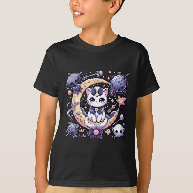 Sailor Meow Niedlich Moon Cat Space Magic Gothic H T-Shirt (Vorderseite)