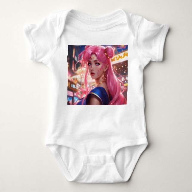 Sailor Moon mit rosa Haar Baby Strampler (Vorderseite)