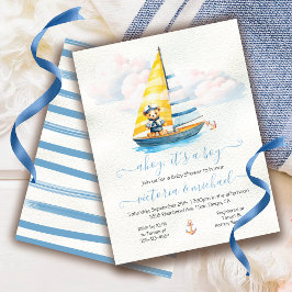 Sailor Nautical Ahoy Boy Baby Dusche Sailboat Einladung