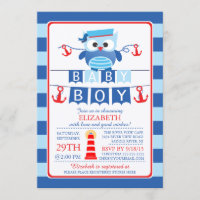 Sailor Owl Nautical Boy Kinderdusche Einladung