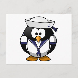 Sailor Penguin Niedlicher Cartoon Postkarte