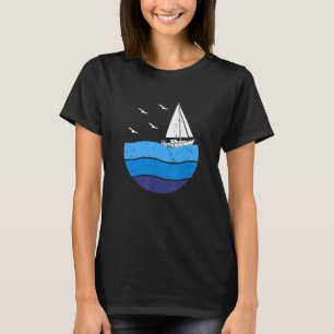 Sailor Sailboat Sunset Boot Kapitän Segeln T-Shirt