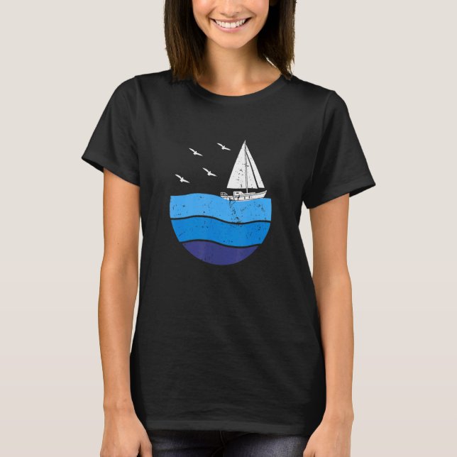 Sailor Sailboat Sunset Boot Kapitän Segeln T-Shirt (Vorderseite)