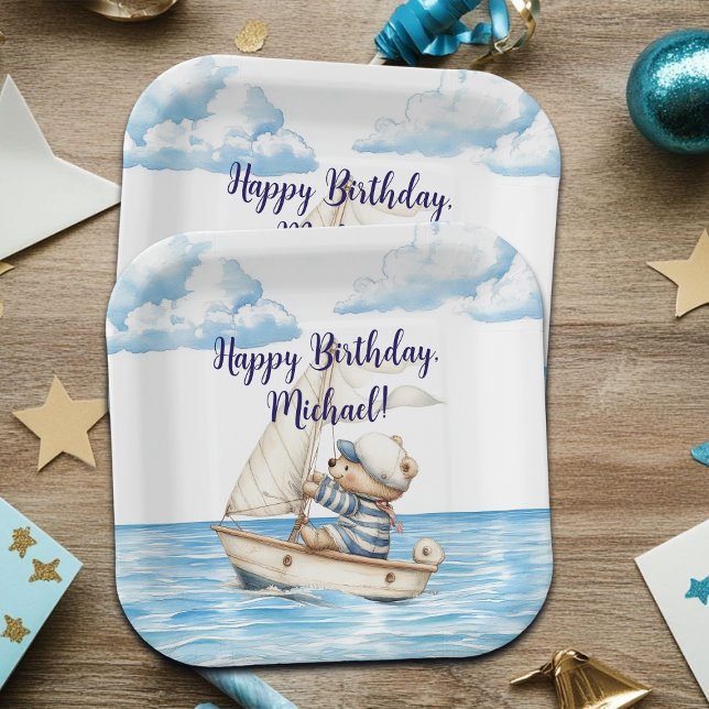 Sailor Teddy Bear Birthday Party Pappteller (Von Creator hochgeladen)