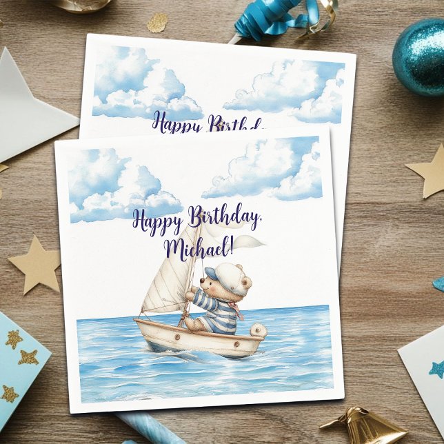 Sailor Teddy Bear Birthday Serviette (Von Creator hochgeladen)