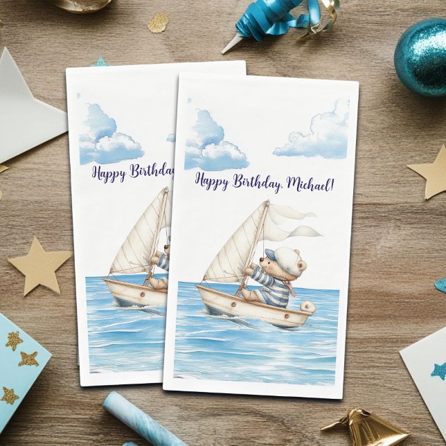 Sailor Teddy Bear Birthday Serviette (Von Creator hochgeladen)