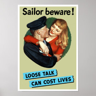 Sailor Vorsicht - Lose Vorträge können Leben koste Poster