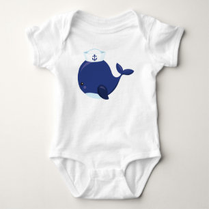 Sailor Whale, Little Whale, Niedlicher Wal, Blauer Baby Strampler