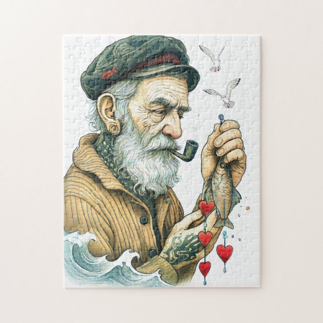 Sailor with Pipe and small hearts Puzzle (Vertikal)