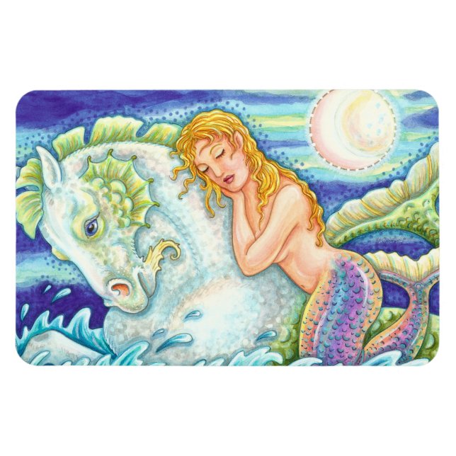 SAILOR'S FANTASY MERMAID RIDING MERHORSE, SEEPFERD MAGNET (Horizontal)