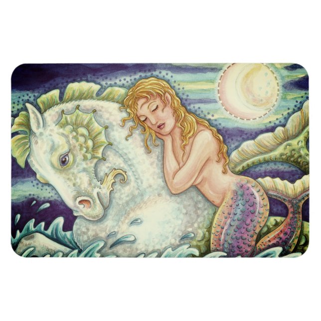 SAILOR'S FANTASY MERMAID RIDING MERHORSE, SEEPFERD MAGNET (Horizontal)