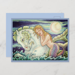 SAILOR'S FANTASY MERMAID RIDING MERHORSE, SEEPFERD POSTKARTE