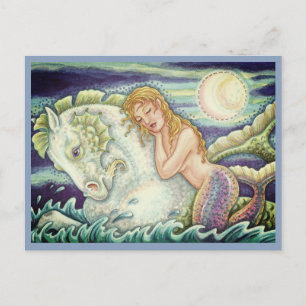 SAILOR'S FANTASY MERMAID RIDING MERHORSE, SEEPFERD POSTKARTE