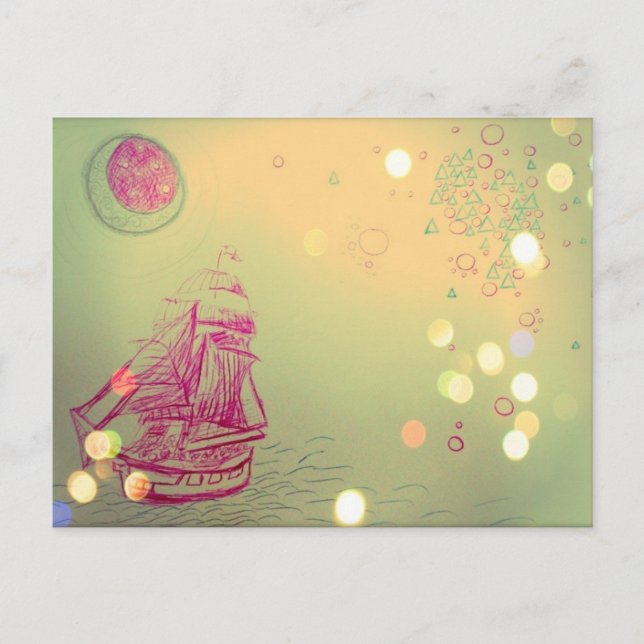 Sailship unter Kreishimmeln Postkarte (Vorderseite)