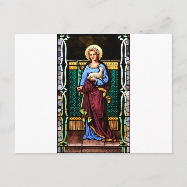 Saint Agnes (Agnes of Rome) - Kunstgefestigte Glas Postkarte (Vorderseite)
