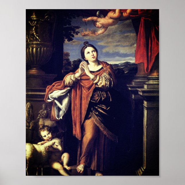 Saint Agnes von Domenichino (c. 1620) Poster (Vorne)