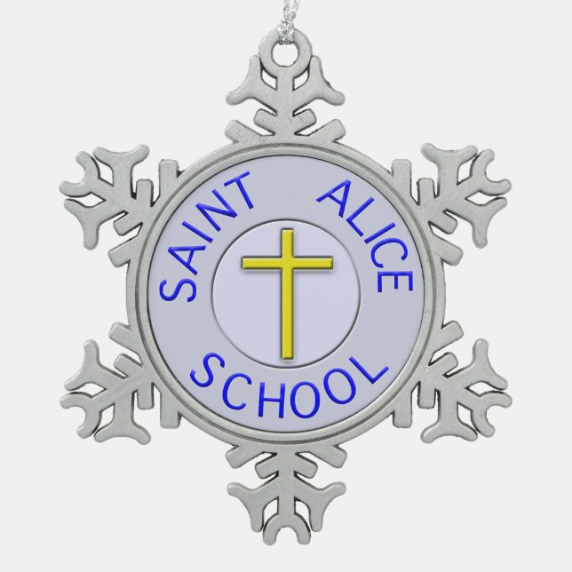 Saint Alice School Colour Patch Schneeflocken Zinn-Ornament (Vorderseite)