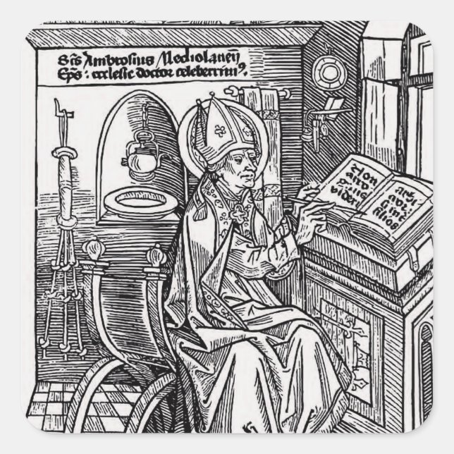 Saint Ambrose von Mailand Quadratischer Aufkleber (Vorderseite)