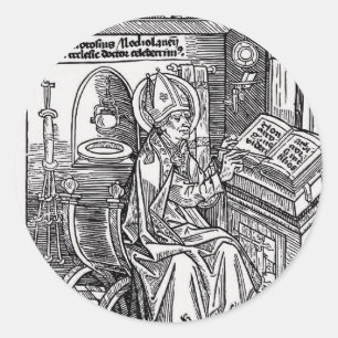 Saint Ambrose von Mailand Runder Aufkleber