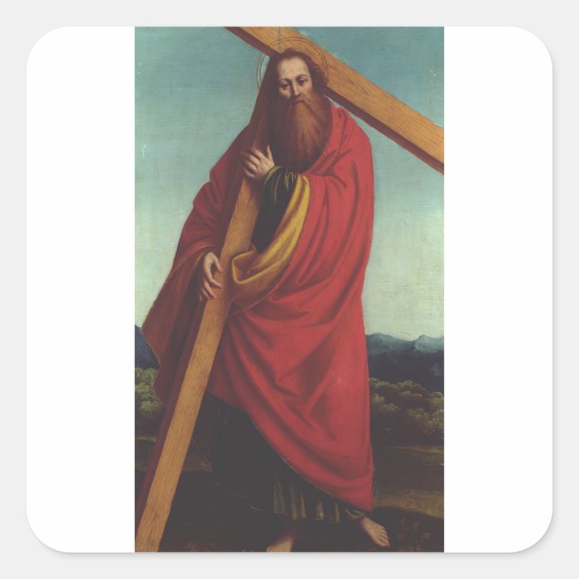 Saint Andrew der Apostel Martyr Quadratischer Aufkleber (Vorderseite)