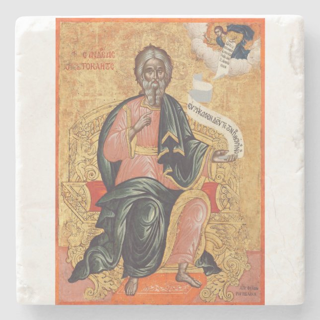 Saint Andrew der Apostel Orthodox Ikone Steinuntersetzer (Vorderseite)