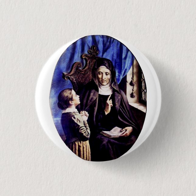 Saint Angela Merici Jungfrau und Gießerin Button (Vorderseite)