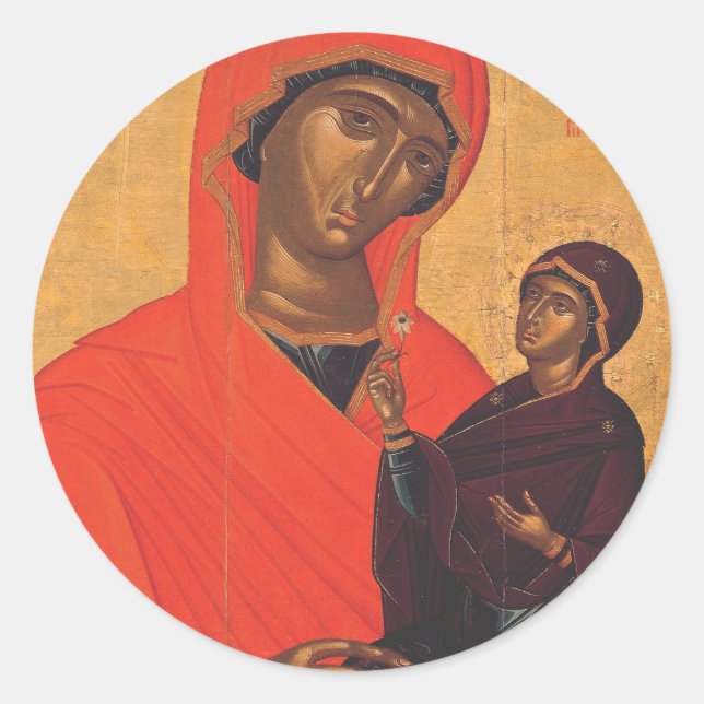 Saint Anne mit der Jungfrau Mary Runder Aufkleber (Vorderseite)