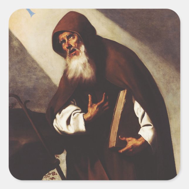 Saint Anthony der Abt Quadratischer Aufkleber (Vorderseite)