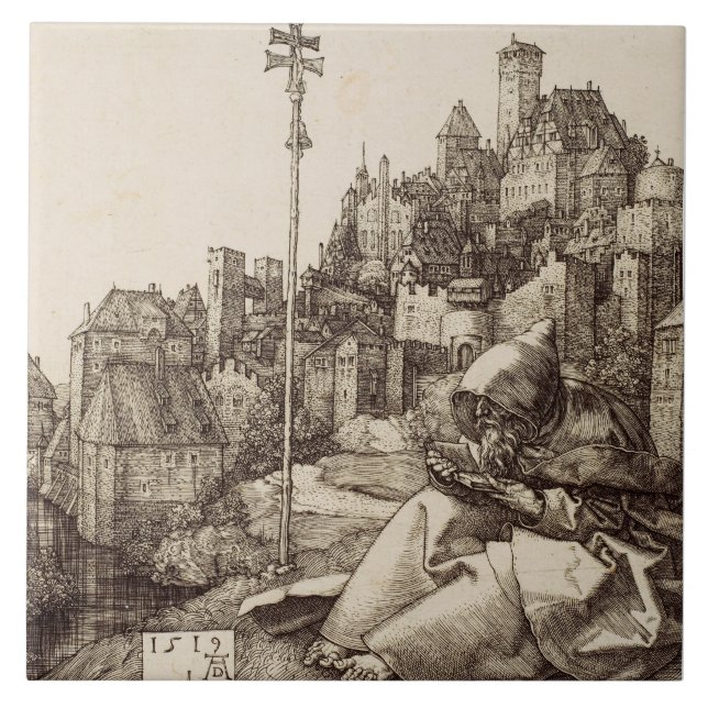 Saint Anthony Reading von Albrecht Durer Fliese (Vorderseite)