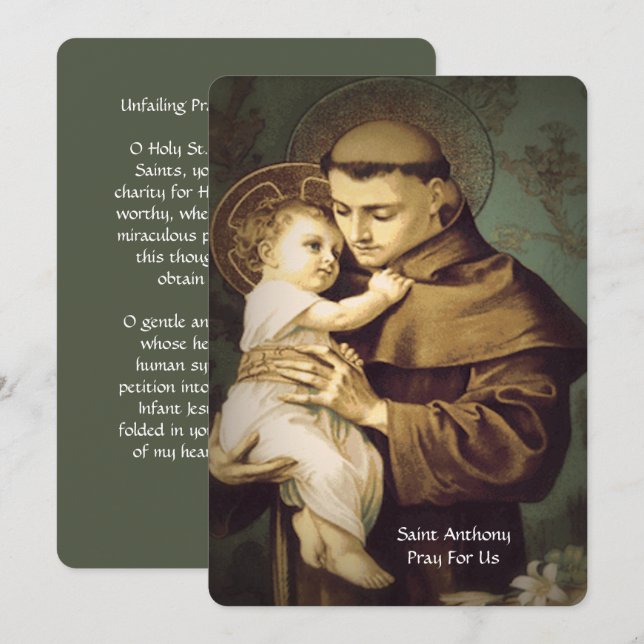 Saint Anthony Unfail Gebet Feiertagskarte (Vorne/Hinten)
