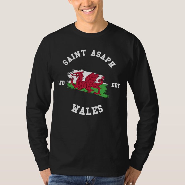 SAINT ASAPH Wales Vintage Flag Badge T-Shirt (Vorderseite)