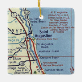 Saint Augustine FL Vintage Karte Keramikornament