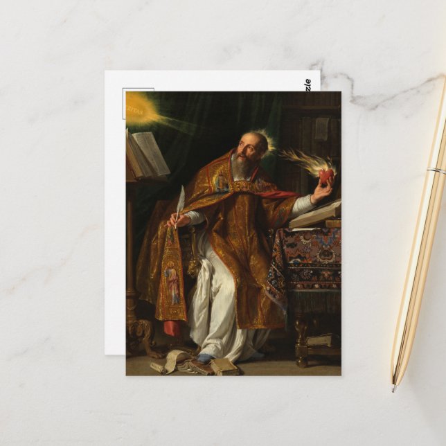 Saint Augustine von Philippe de Champaigne Postkarte (Vorderseite/Rückseite Beispiel)