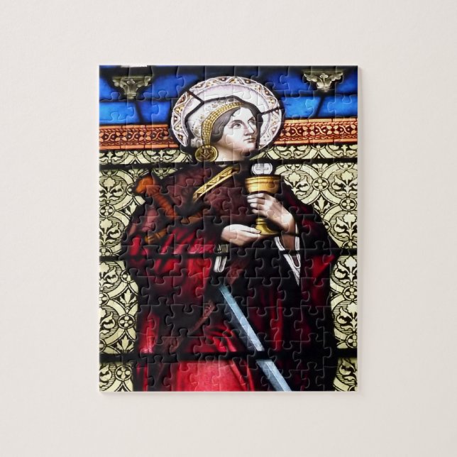 Saint Barbara gesteinigtes Glasfenster Puzzle (Vertikal)