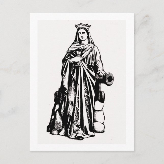 Saint Barbara mit Kalice und Kanone Postkarte (Vorderseite)