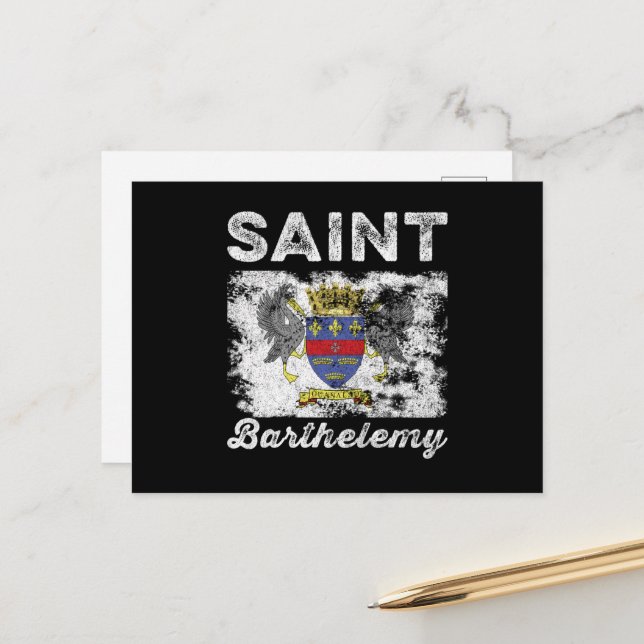 Saint Barthélemy Flag erschüttert Postkarte (Vorderseite/Rückseite Beispiel)