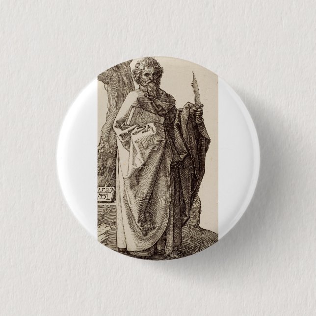 Saint Bartholomew, Apostel von Albrecht Durer Button (Vorderseite)