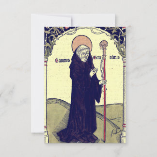 Saint Benedict of Nursia Medieval Holy Card Dankeskarte
