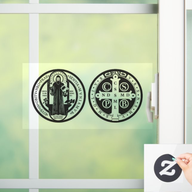 Saint-Benedikt-Medaille von Nursia - katholisch Fensteraufkleber (Zuhause)