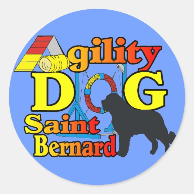 Saint Bernard Agility Geschenke Runder Aufkleber (Vorderseite)