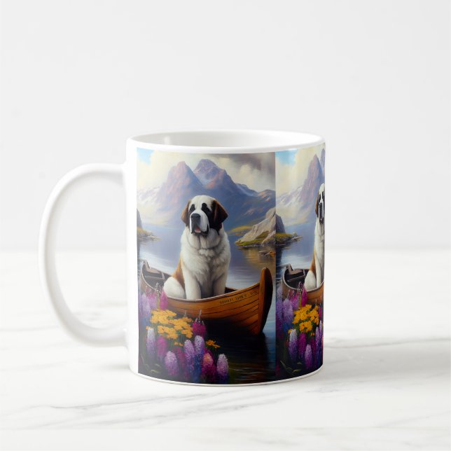 Saint Bernard auf dem Paddle: Ein Landschaftliches Kaffeetasse (Links)