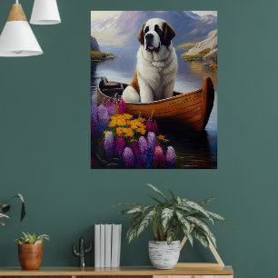 Saint Bernard auf dem Paddle: Ein Landschaftliches Poster