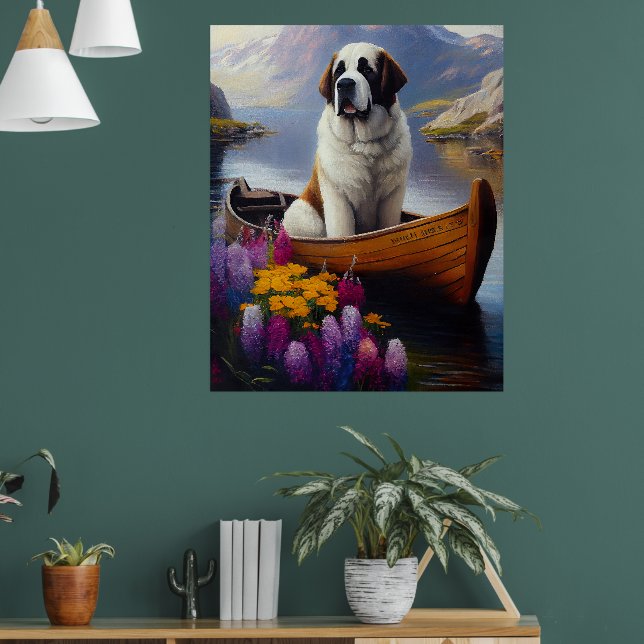 Saint Bernard auf dem Paddle: Ein Landschaftliches Poster (Wohnzimmer 1)