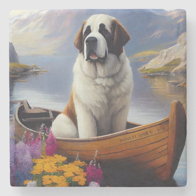 Saint Bernard auf dem Paddle: Ein Landschaftliches Steinuntersetzer (Vorderseite)