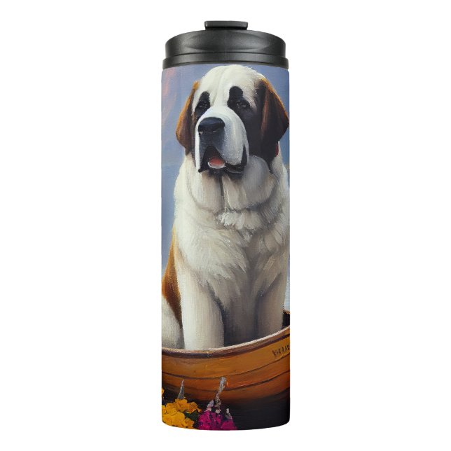 Saint Bernard auf dem Paddle: Ein Landschaftliches Thermosbecher (Vorderseite)