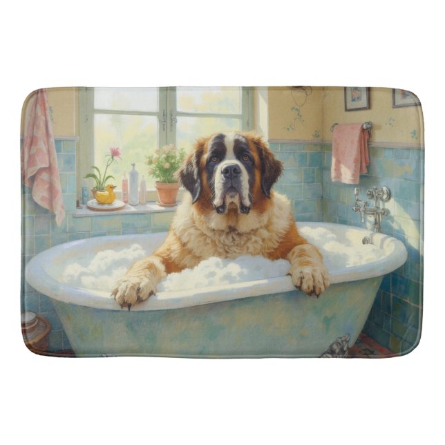 Saint Bernard Badezeit Gemütliche Badezimmerdekora Badematte (Vorderseite)